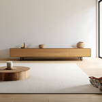 **

"A serene, minimalist living room bathed in natural light. Focus on functional furniture, light colors, and a sense of calm. Include a person meditating peacefully."

**
